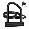 Bike U Lock with Steel Cable and Keys, Heavy Duty Bicycle Security Lock, U-Shaped Anti-Theft Lock for Bikes, E-Bikes & Scooters