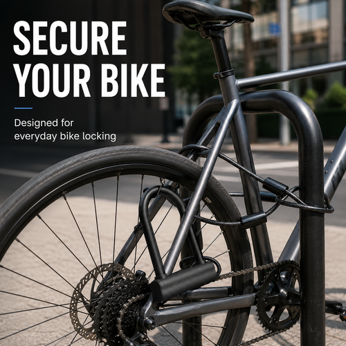Bike U Lock with Steel Cable and Keys, Heavy Duty Bicycle Security Lock, U-Shaped Anti-Theft Lock for Bikes, E-Bikes & Scooters