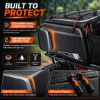 10L Bike Rack Bag, Waterproof Bicycle Rear Rack Bag with EVA Hard Shell