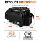 10L Bike Rack Bag, Waterproof Bicycle Rear Rack Bag with EVA Hard Shell