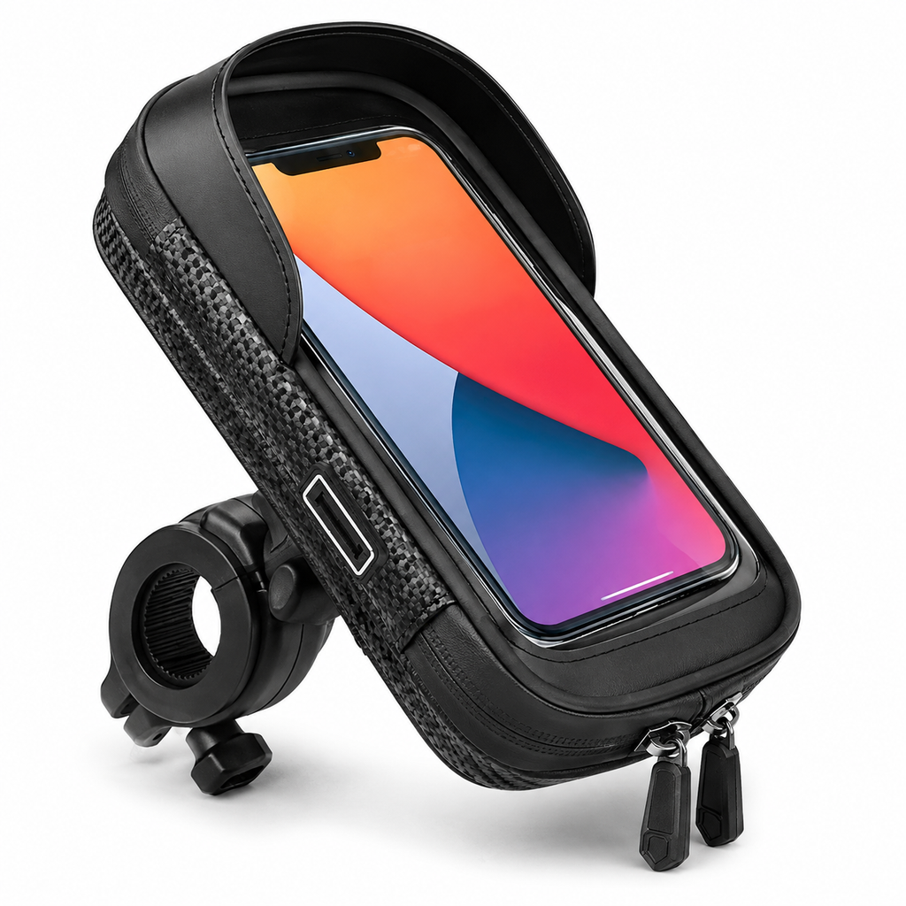 Bike Phone Holder Bag for Handlebar, Touchscreen Phone Mount with Storage, Rotating Bike Phone Bag for Bicycle and E-Bike