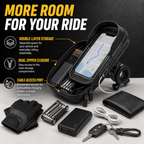 Bike Phone Holder Bag for Handlebar, Touchscreen Phone Mount with Storage, Rotating Bike Phone Bag for Bicycle and E-Bike